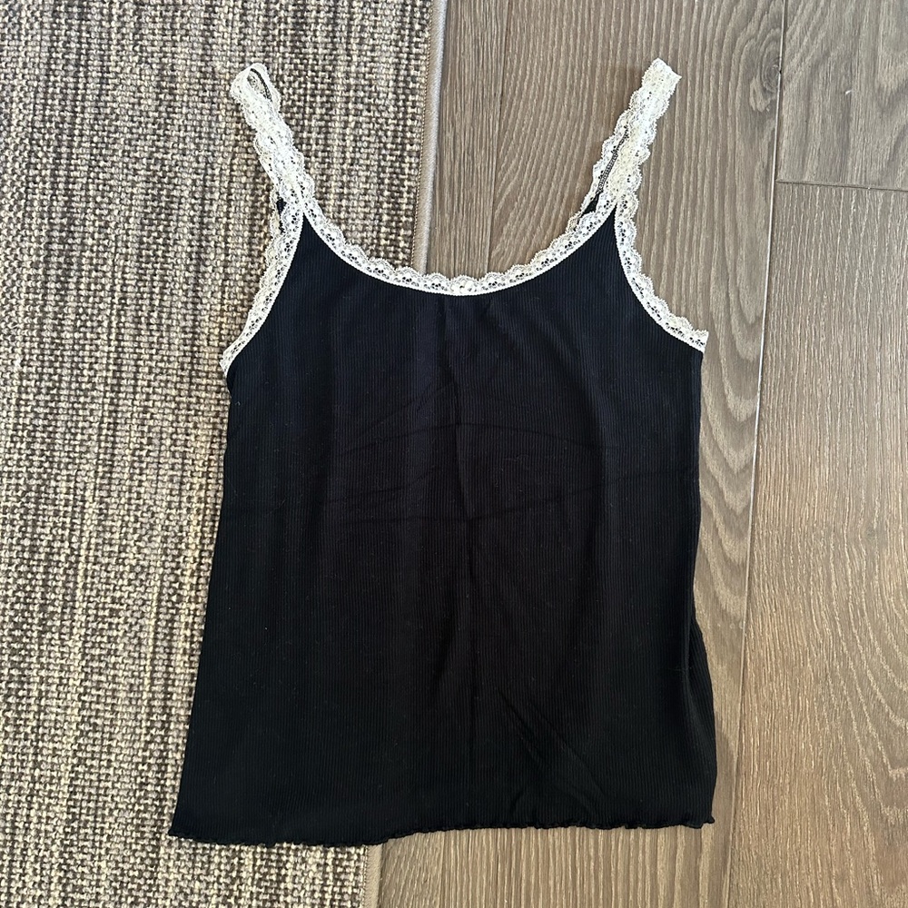 Black Lace Trim Women's Top